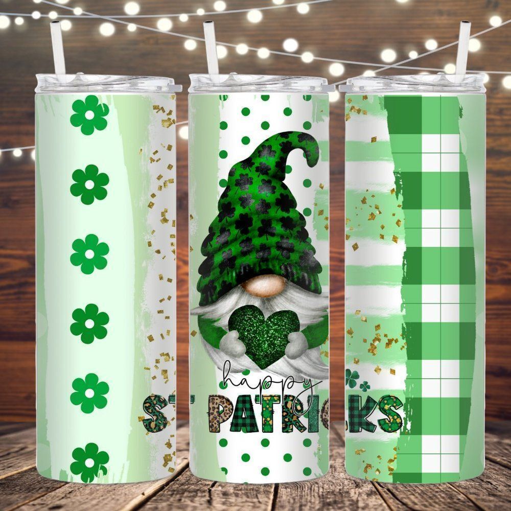 St. Patrick's Day Gnome Metal Skinny Tumbler